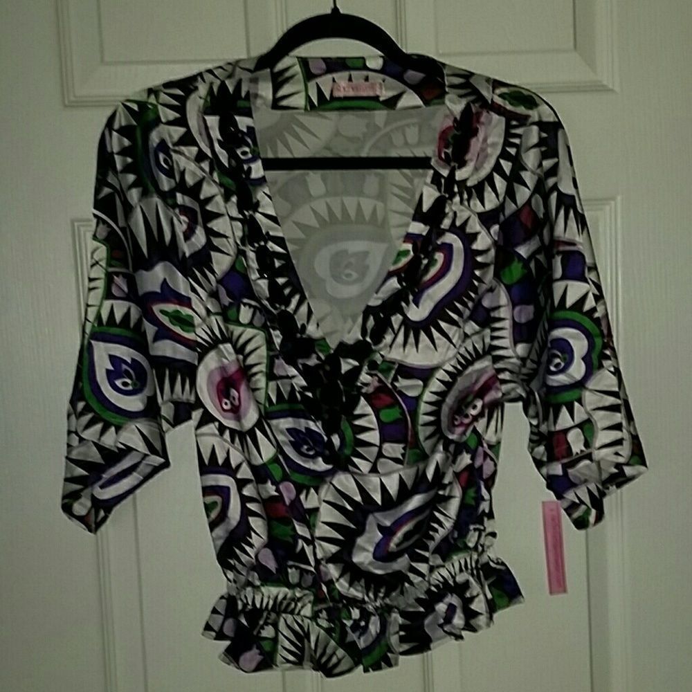 Rachel Lym v neck kimono top cover up Sz. XS NWT